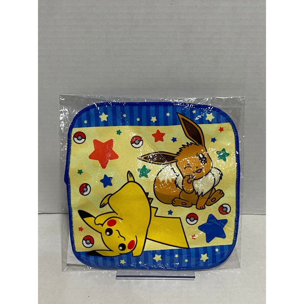 Pokemon Center Hand Towel Pikachu Eevee Stars Blue One Size New